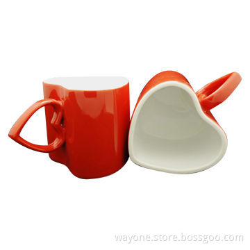 Couple Ceramic Mugs in Heart Shape, with 350mL Capacity